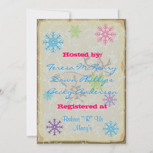 Baby shower Woodland Rendieren Uitnodigingen (Achterkant)