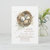 Baby shower Woodland Vogelnestuitnodiging Kaart (Staand voorkant)