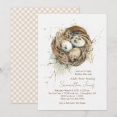 Baby shower Woodland Vogelnestuitnodiging Kaart (Voorkant / Achterkant)