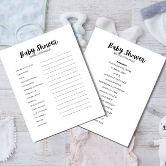 Baby Shower Woord Ontscramble Game Briefhoofd