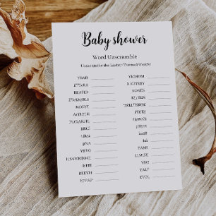 Baby Shower Woord Ontwarren Spel, Printbaar Kaart