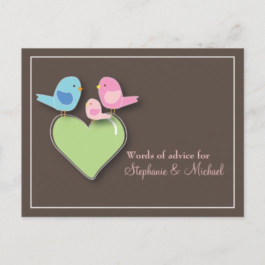 Baby shower Woorden van Advice Kaart Baby Bird (Voorkant)