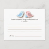 Baby shower Woorden van Advice Kaart Lovebird Fami (Achterkant)