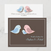 Baby shower Woorden van Advice Kaart Lovebird Fami (Voorkant / Achterkant)