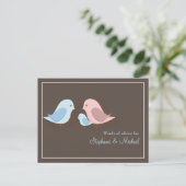 Baby shower Woorden van Advice Kaart Lovebird Fami (Staand voorkant)