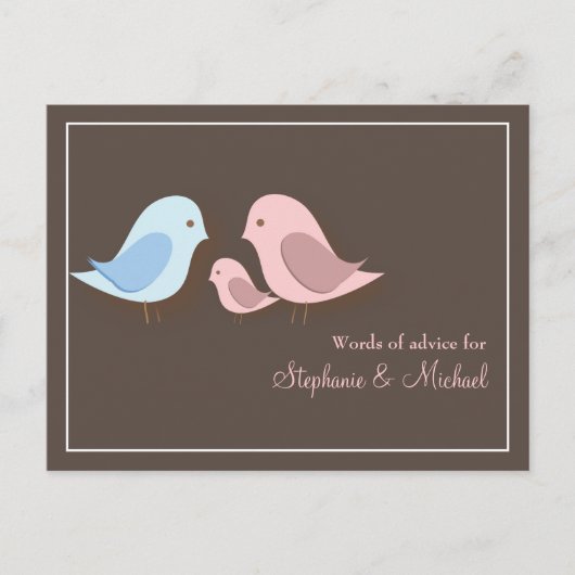 Baby shower Woorden van Advice Kaart Lovebird Fami (Voorkant)