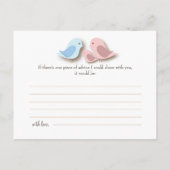 Baby shower Woorden van Advice Kaart Lovebird Fami (Achterkant)