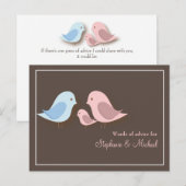 Baby shower Woorden van Advice Kaart Lovebird Fami (Voorkant / Achterkant)