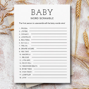 Baby Shower Woordzoekspel Baby Woord Door Elkaar Feestdagenkaart