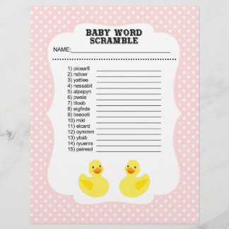 Baby Shower Woordzoekspel Flyer