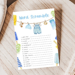 Baby Shower Woordzoekspel voor Jongen Popsicle