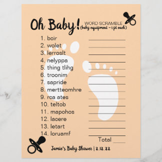 Baby shower Word-bromble Peach
