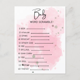 Baby shower Word Scramble Briefkaart