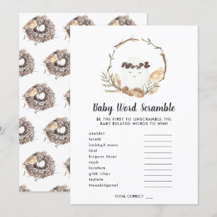 baby shower Word Scramble Game Card Kaart