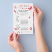 Baby shower Word Scramble Game Pink Butterflies Flyer (Hand)