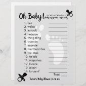Baby shower Word Scramble Grey (Voorkant / Achterkant)