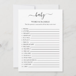 Baby shower Word Scramble Kaart