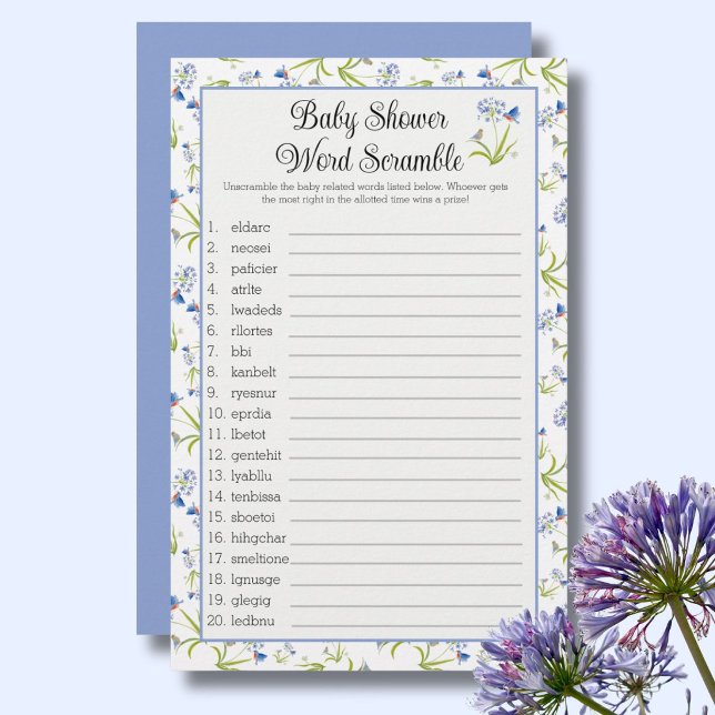 Baby Shower Word Scramble  Lily with Bluebird (Creator heeft geüpload)