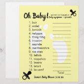 Baby shower Word Scramble Yellow (Voorkant / Achterkant)