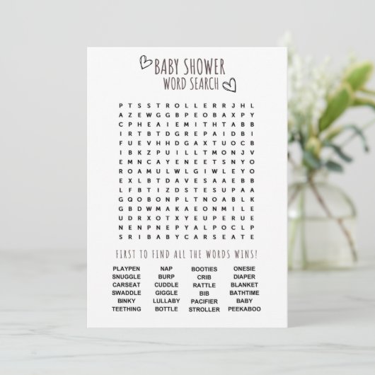 Baby shower Word Search Fun Kaart (Staand voorkant)