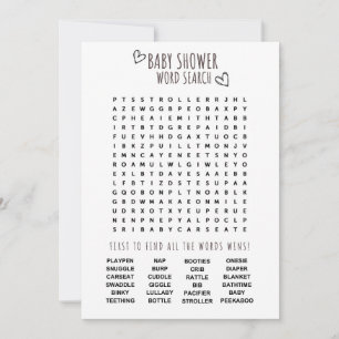 Baby shower Word Search Fun Kaart