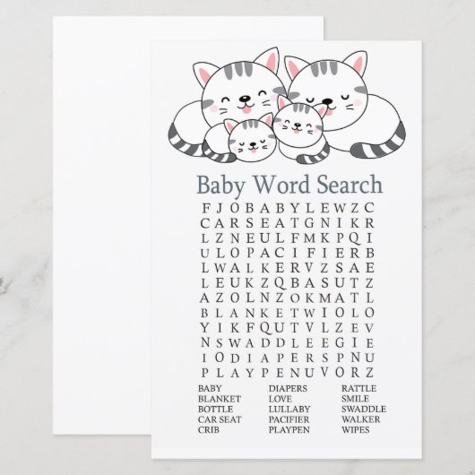 Baby shower Word Search Game (Voorkant / Achterkant)