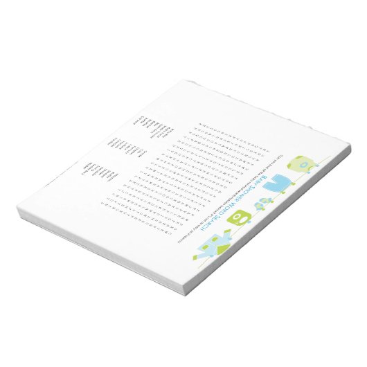 Baby shower Word Search Notitieblok (Blauw) (Linkerzijde)
