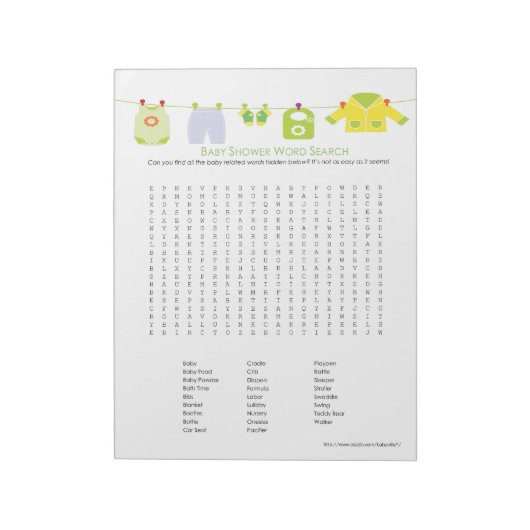 Baby shower Word Search Notitieblok (Neutraal) (Linkerzijde)