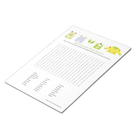 Baby shower Word Search Notitieblok (Neutraal) (Schuin)