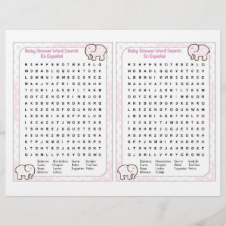 Baby Shower word search Spanish Flyer