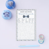 Baby shower Word Zoeken, blauw, grijs Flyer (Enkel)