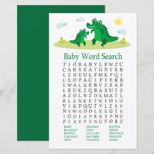 Baby shower Word-zoekspel met automatische alligat