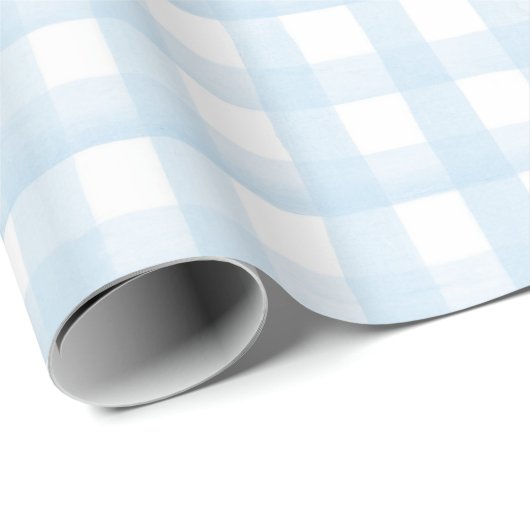 Baby shower Wrapping Paper Boy Light Blue Gingham Cadeaupapier (Rol Hoek)