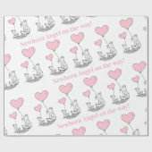 Baby Shower Wrapping Paper Foxy Pink  Hearts Cadeaupapier (Vlak)