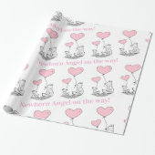Baby Shower Wrapping Paper Foxy Pink  Hearts Cadeaupapier (Uitgerold)