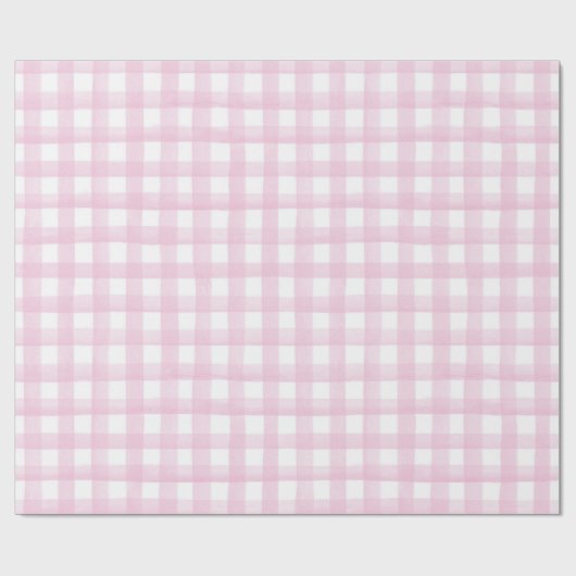 Baby shower Wrapping Paper Girl Pink Gingham Cadeaupapier (Vlak)