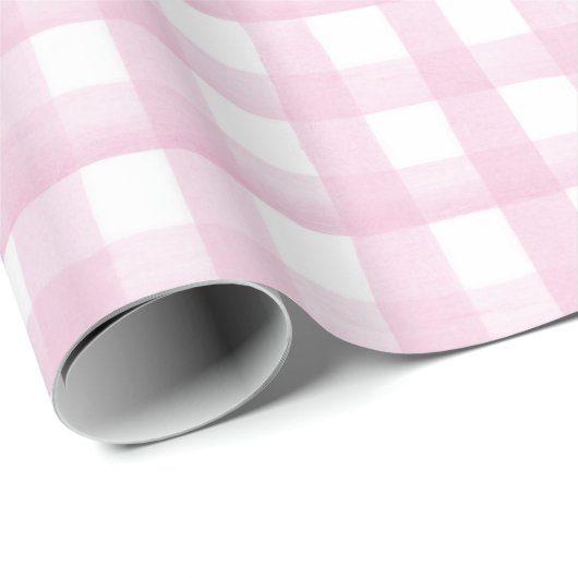 Baby shower Wrapping Paper Girl Pink Gingham Cadeaupapier (Rol Hoek)