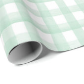 Baby shower Wrapping Paper Light Green Gingham Cadeaupapier (Rol Hoek)