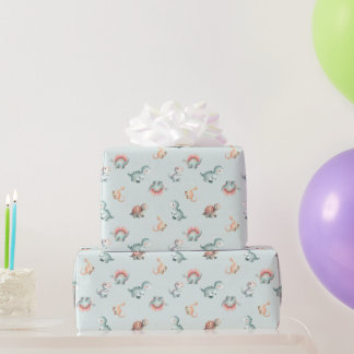 Baby Shower Wrapping Paper Mixed Dinosaur Pattern Cadeaupapier