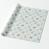 Baby Shower Wrapping Paper Mixed Dinosaur Pattern Cadeaupapier (Uitgerold)