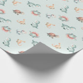 Baby Shower Wrapping Paper Mixed Dinosaur Pattern Cadeaupapier (Hoek)
