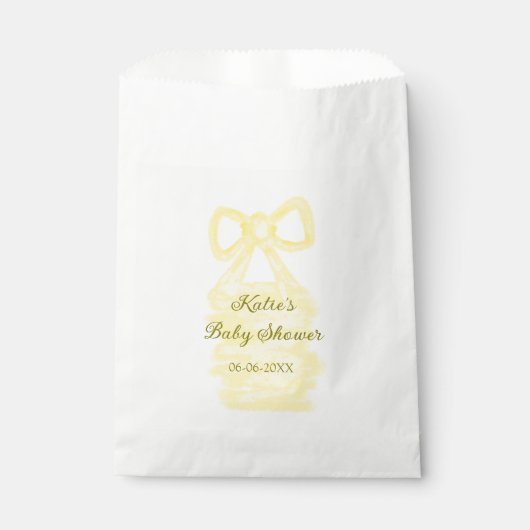 Baby shower Yellow Bow waterverf Elegant Modern Bedankzakje (Voorkant)