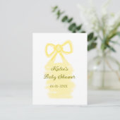 Baby shower Yellow Bow waterverf Elegant Modern Briefkaart (Staand voorkant)