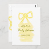 Baby shower Yellow Bow waterverf Elegant Modern Briefkaart (Voorkant / Achterkant)