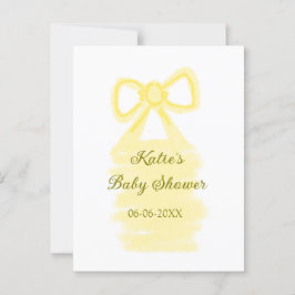 Baby shower Yellow Bow waterverf Elegant Modern Briefkaart