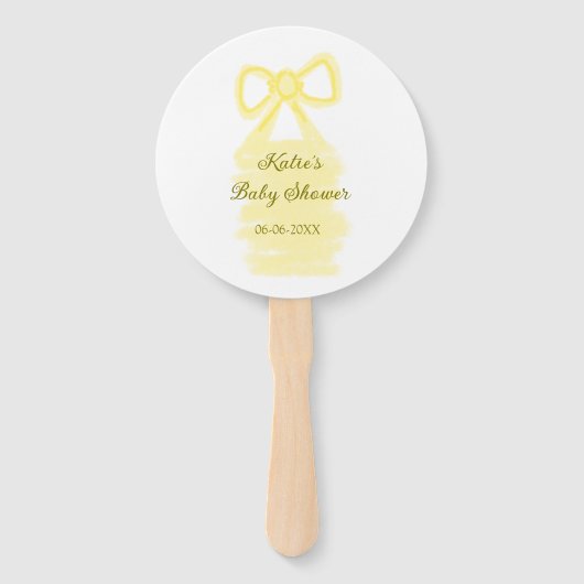 Baby shower Yellow Bow waterverf Elegant Modern Handwaaier (Voorkant)