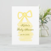 Baby shower Yellow Bow waterverf Elegant Modern Kaart (Staand voorkant)