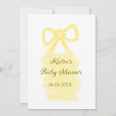 Baby shower Yellow Bow waterverf Elegant Modern Kaart (Achterkant)