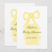 Baby shower Yellow Bow waterverf Elegant Modern Kaart (Voorkant / Achterkant)