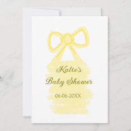 Baby shower Yellow Bow waterverf Elegant Modern Kaart